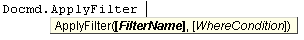 Access Docmd ApplyFilter Method