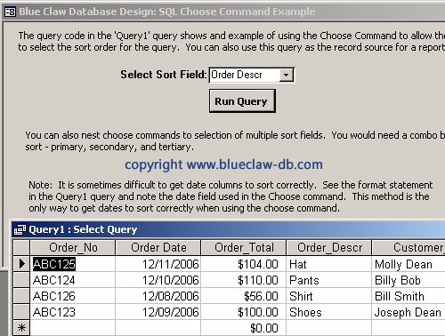 Access SQL Choose Function Example