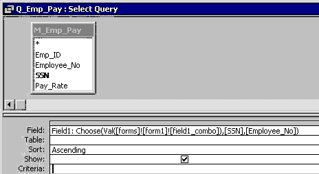 Access choose command example