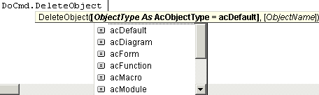 docmd deleteobject Access Method
