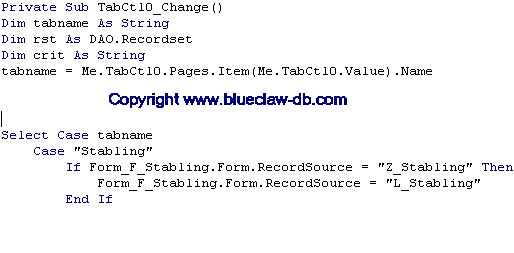 Access Database Form Event Change