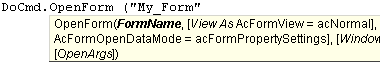 access openform example